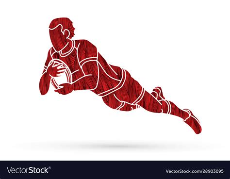 Rugby player action cartoon sport graphic Vector Image