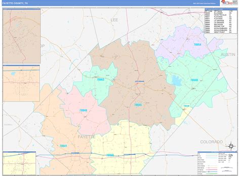 Fayette County, TX Wall Map Color Cast Style by MarketMAPS