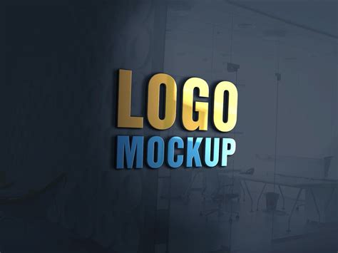 3D glass window logo mockup | Free logo mockup psd, Free logo mockup ...