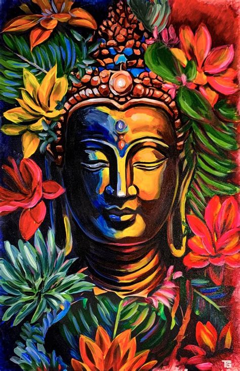 The Spiritual Self - The Buddha, Original Acrylic Canvas Painting by Da ...