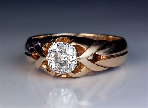 Antique 1 Carat Diamond Gold Men's Ring | Antique mens rings, Mens gold ...