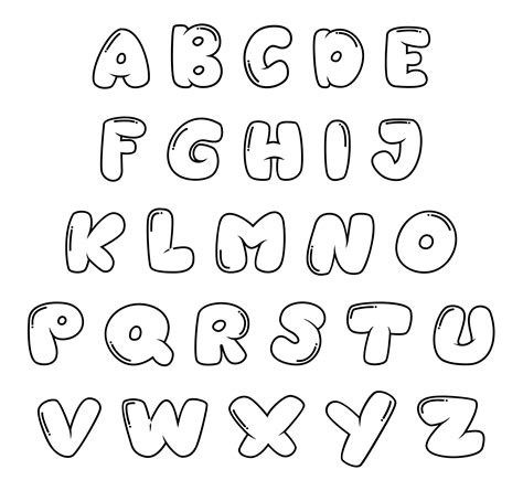 Bubble Letters Alphabet | Bubble letter fonts, Lettering alphabet fonts ...