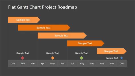 Flat Roadmap Gantt Chart with Milestones - SlideModel