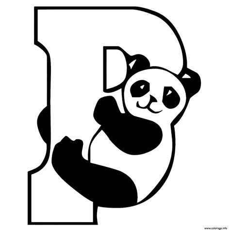 Coloriage lettre P pour Panda Alphabet enfants - JeColorie.com