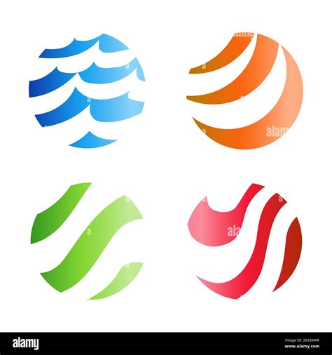 Colorful wavy stripped logo. Isolated abstract decorative logo set ...