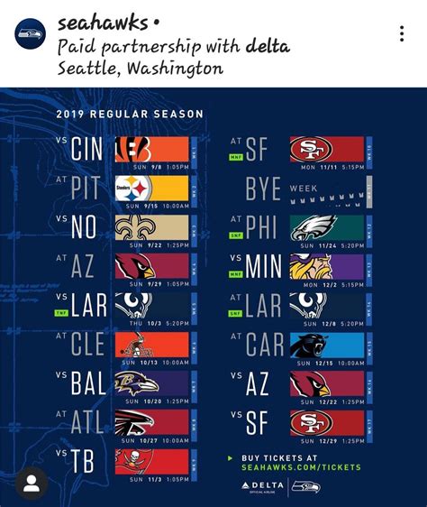 37+ Seattle Seahawks Schedule 2019 Printable Background