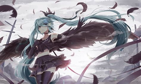 HD wallpaper: Anime, Vocaloid, Fallen Angel, Feather, Hatsune Miku ...