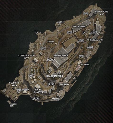 COD Warzone Rebirth Island Map with Locations Names - New Warzone Map Image