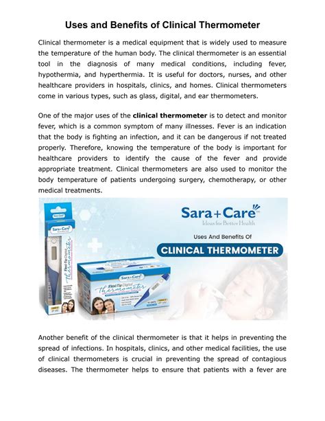 Uses and Benefits of Clinical Thermometer by Sara Healthcare Pvt Ltd ...