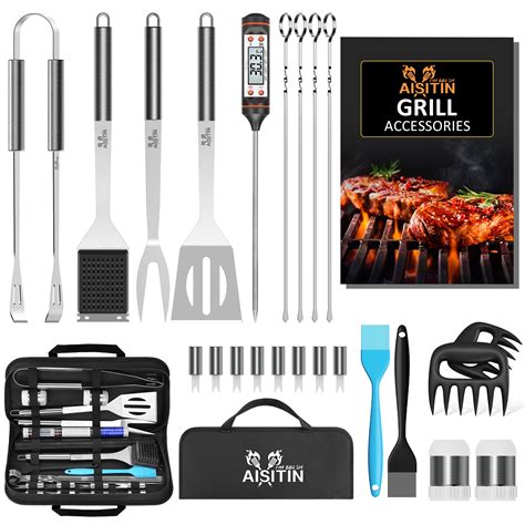 AISITIN 25PCS Grill Accessories, Stainless Steel Grill Set with Spatula ...