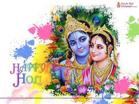 Radha Krishna Playing Holi Wallpaper