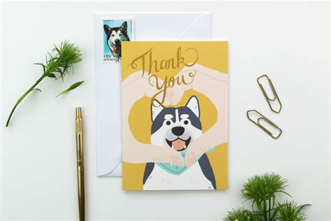 Thank You Dog Card Thank You Card Greeting Card | Etsy