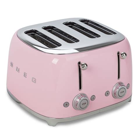 Smeg - 50's Retro Four Slot Toaster TSF03 Pink | Peter's of Kensington