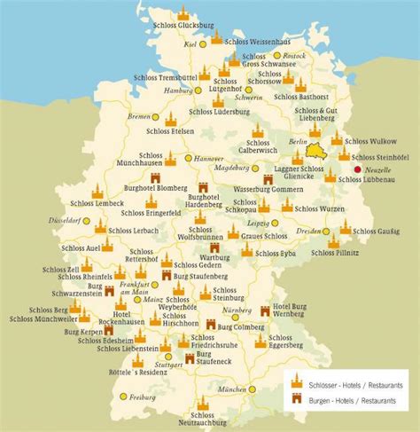 Castles in Germany map - Old Germany map (Western Europe - Europe)