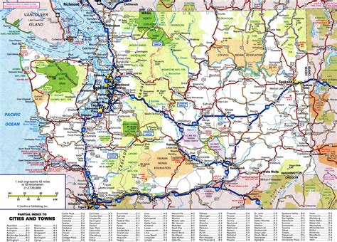 Large Roads And Highways Map Of Washington State With National Parks ...