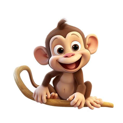 Cute monkey infant, baby monkey cartoon clipart AI Generated 27241792 PNG