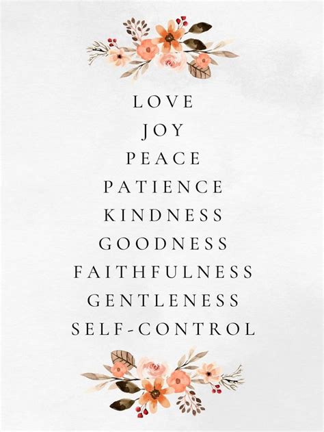 the words love, joy, peace and kindness written in floral font