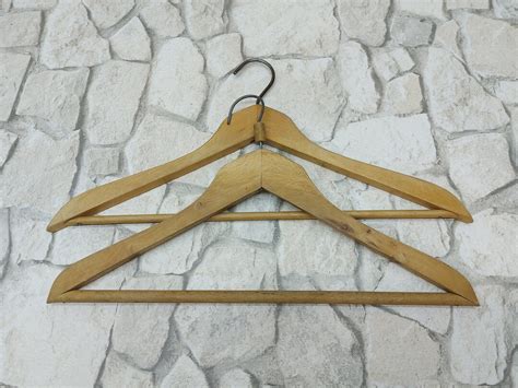 2 Vintage Wooden Hangers, Clothes Hangers Antique, Shabby Chic Rustic ...