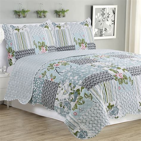 Kim - 3 Piece Quilt bedspread Set queen & king size - Silver Bird ...