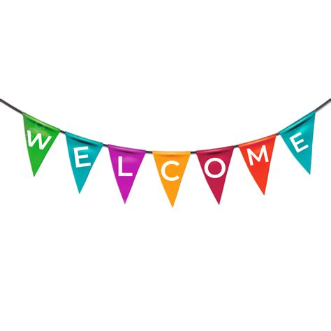 Welcome Greeting Banner On Colorful Flag, Welcome, Banner, Flag PNG ...