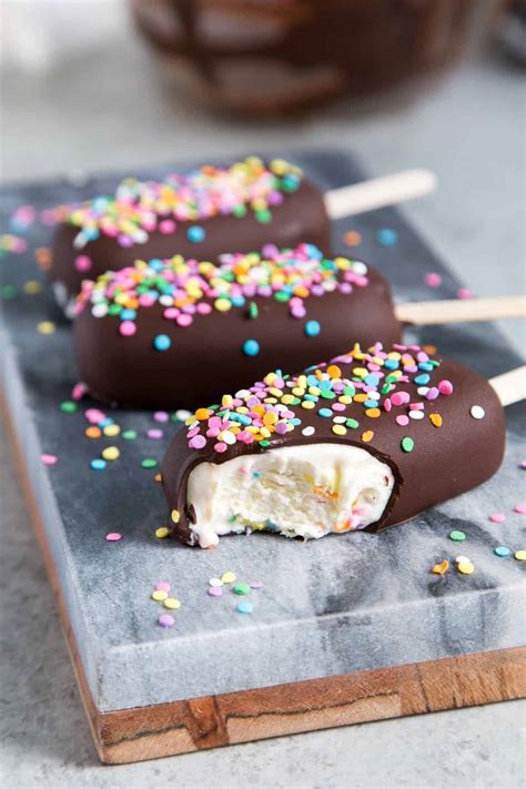 Chocolate Dipped Funfetti Ice Cream Bars- The Little Epicurean