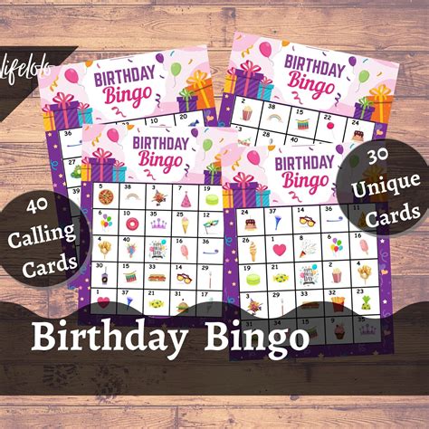 Happy Birthday Bingo Game Birthday Games Bingo Cards for - Etsy