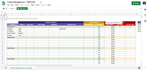 Google Sheets Templates Project Planning