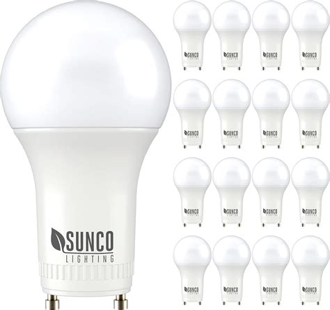 Sunco Lighting 16 Pack GU24 LED Light Bulb 2 Prong A19, 4000K Cool ...