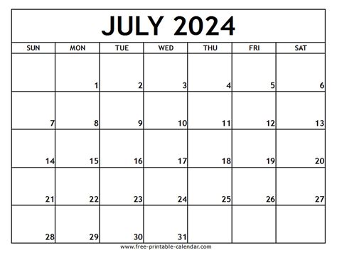 July 2024 Printable Calendar - Free-printable-calendar.com