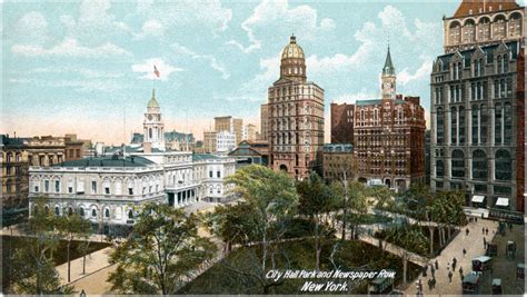 Vintage Images of City Hall Park, New York City