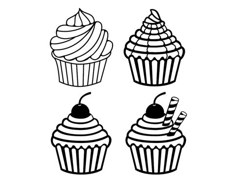 Cupcake Svg Cupcakes Svg Cupcake Template Cupcake Dxf | Etsy