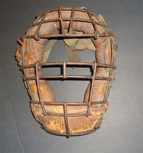 OLD Umpire mask Baseball Vintage Catchers leather and metal cage ...