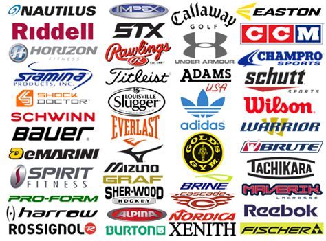 Sports equipment brands Logos