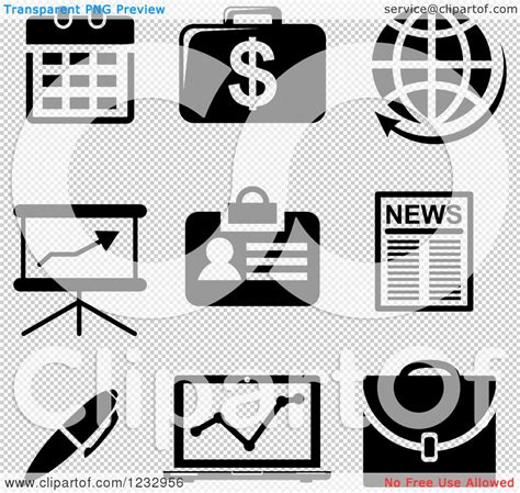 Clipart of Black and White Business Icons - Royalty Free Vector ...