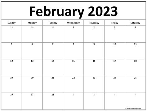 February 2023 Calendar Printable - Printable Word Searches