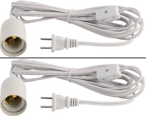 Two E26 Light Bulb Socket to 2-Prong US AC Power Cord Adapter with On ...