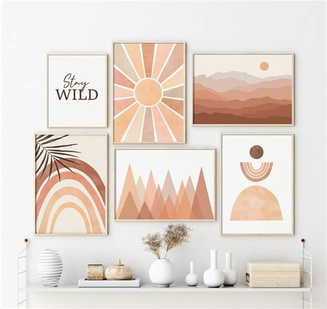 Boho Art Print Set of 8 Abstract Boho Gallery Wall Set | Etsy