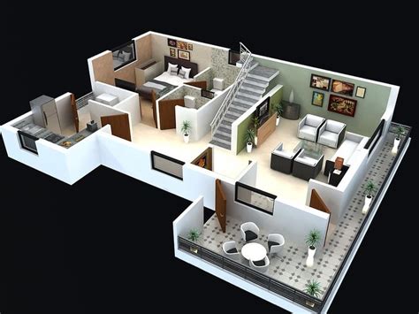 3D Floor Plan | Small house interior design, 2 storey house design ...