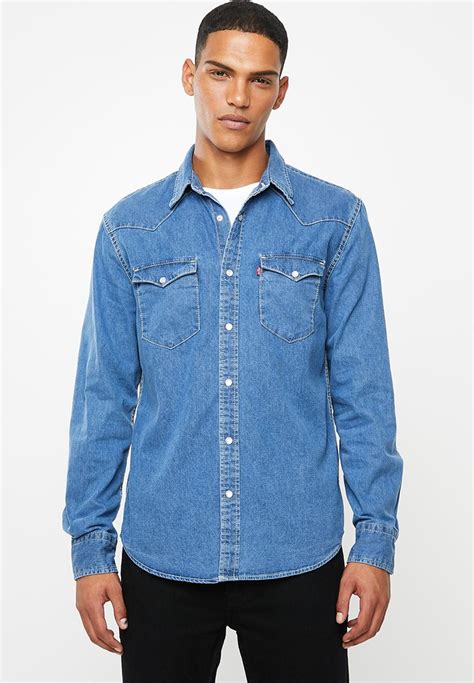 Levi's Denim Shirt Men Shirt Barstow Western Levis Red Cast Stone ...