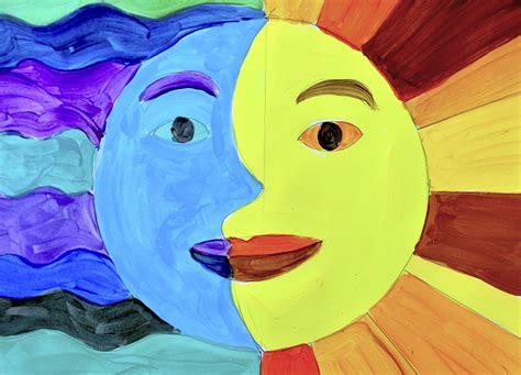 Sun and Moon in warm and cool colors | Warm and cool colors, Color art ...