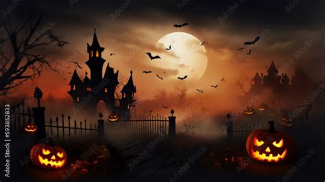 halloween scene horror background with creepy pumpkins of spooky ...