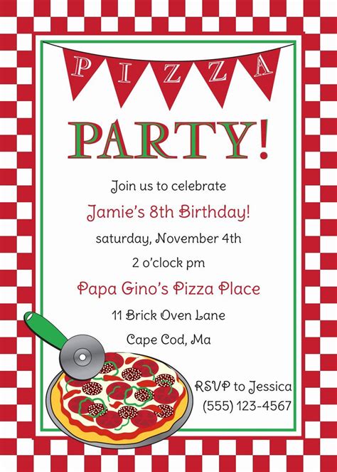 Pizza Birthday Party Invitations – Animal Enthusias Blog