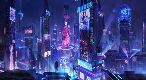 ArtStation - The city-02-cyberpunk style