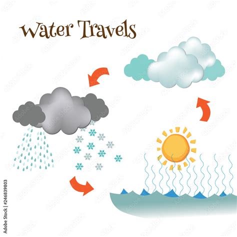 A simple diagram showing the evaporation, condensation, and ...