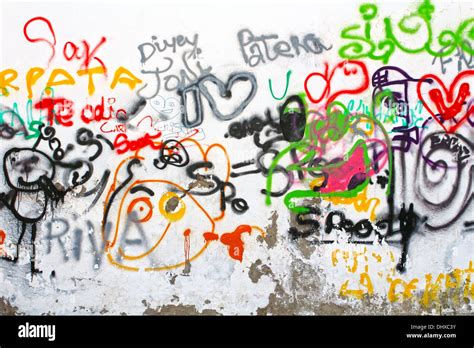 colorful graffiti on a white wall Stock Photo - Alamy