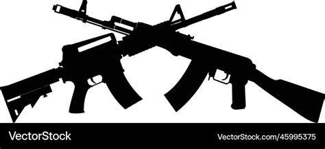 Two crossed american m16 assault rifles Royalty Free Vector