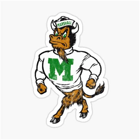 "Marshall U. Vintage Retro mascot logo - Distressed Version " Sticker ...