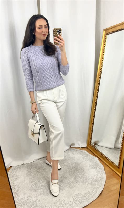 Light Purple Sweater Outfit with White Pants – IN AN ELEGANT FASHION