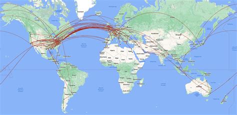 World Map Flight Paths