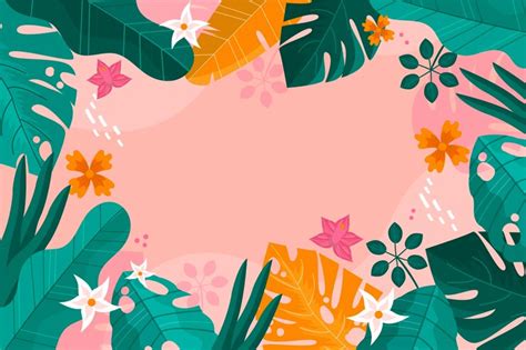 Premium Vector | Tropical leaves background for zoom